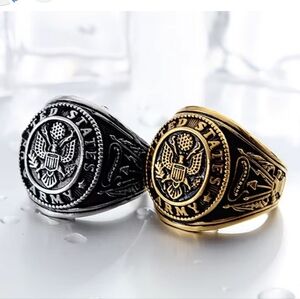New stainless steel Army ring size 7 To 13 Available Choose Gold or silver.